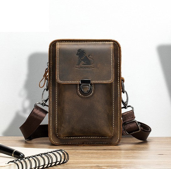 Men's Leather Belt Multi-functional Shoulder Messenger Bag