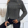 Twisted Knitted Turtleneck Buttons Raglan Sleeve Sweater