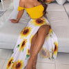 Summer Slim French Bohemian Print Mid-Length Retro Tube Top Suit Dress Women