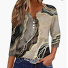 Women's T-shirt V-neck Half-open Tube Three-button Printed 34 Sleeves Top