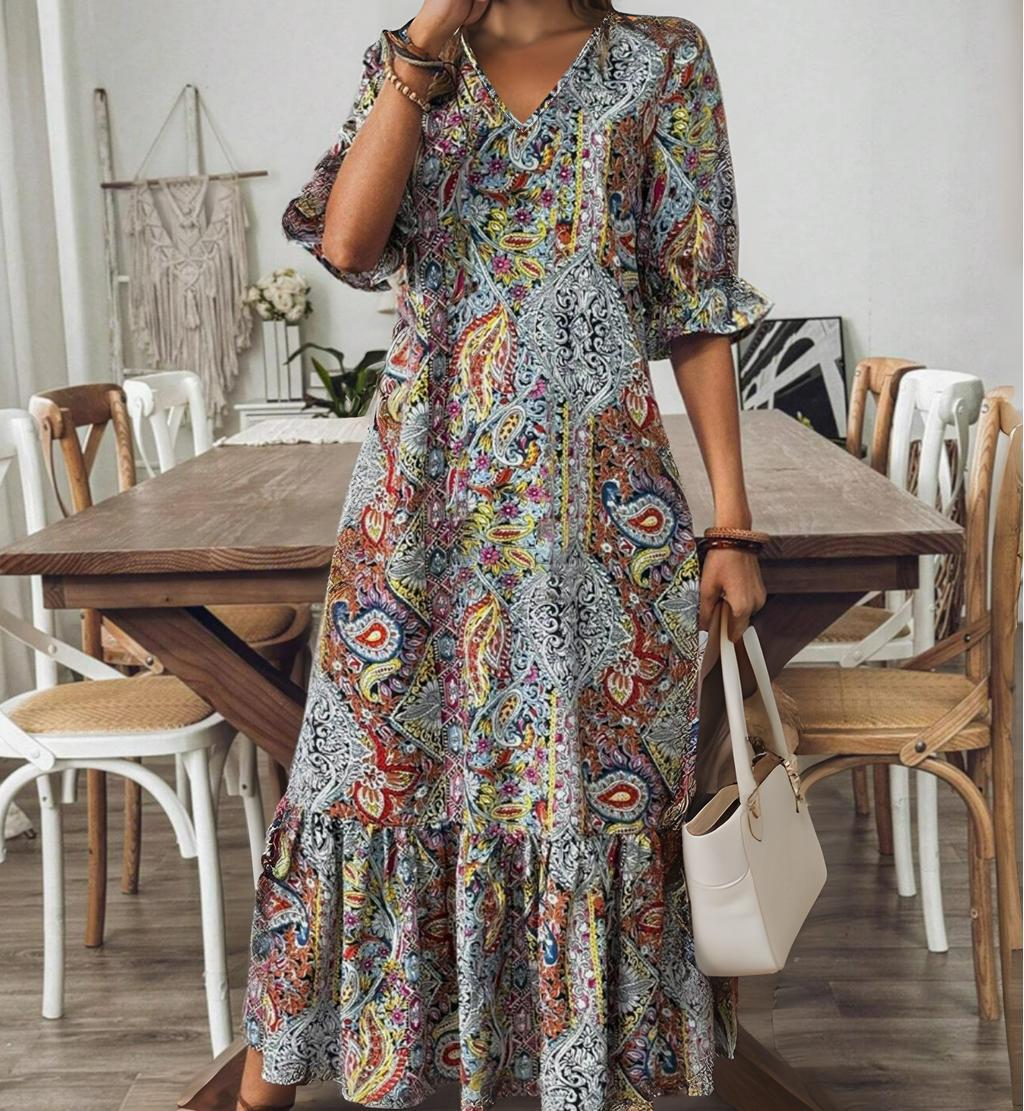 New Summer V-Neck Long Dress For European And American Styles