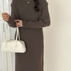 Half Turtleneck Base Knitting Dress Overknee Long