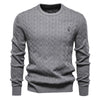 Maglione a Tinta Unita Ricamato in Maglia con Motivo Cervo