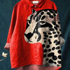 Camicia da donna estiva casual a maniche corte con stampa e colletto, taglia europea