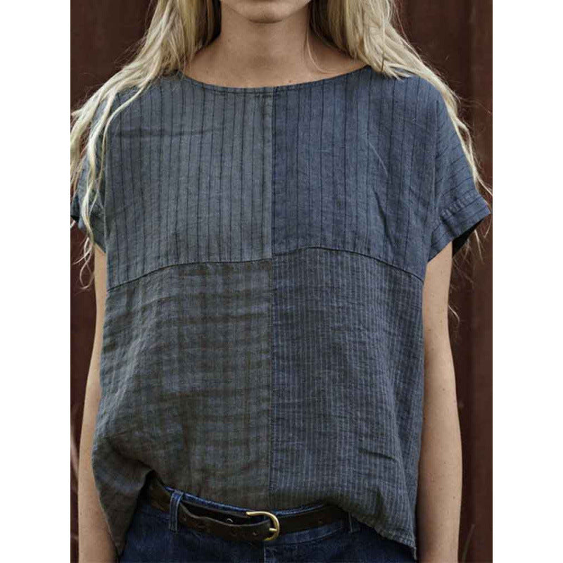 Womens 3D Digital-Print Crew-Neck Top