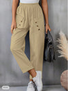 Women's Cotton And Linen Trousers Fashion Street Style Solid Color Pocket Elastic Waist Comfortable Casual Pants
