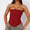 Top da donna asimmetrico a fascia con cinghie e vita attillata alla moda