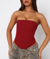Top da donna asimmetrico a fascia con cinghie e vita attillata alla moda