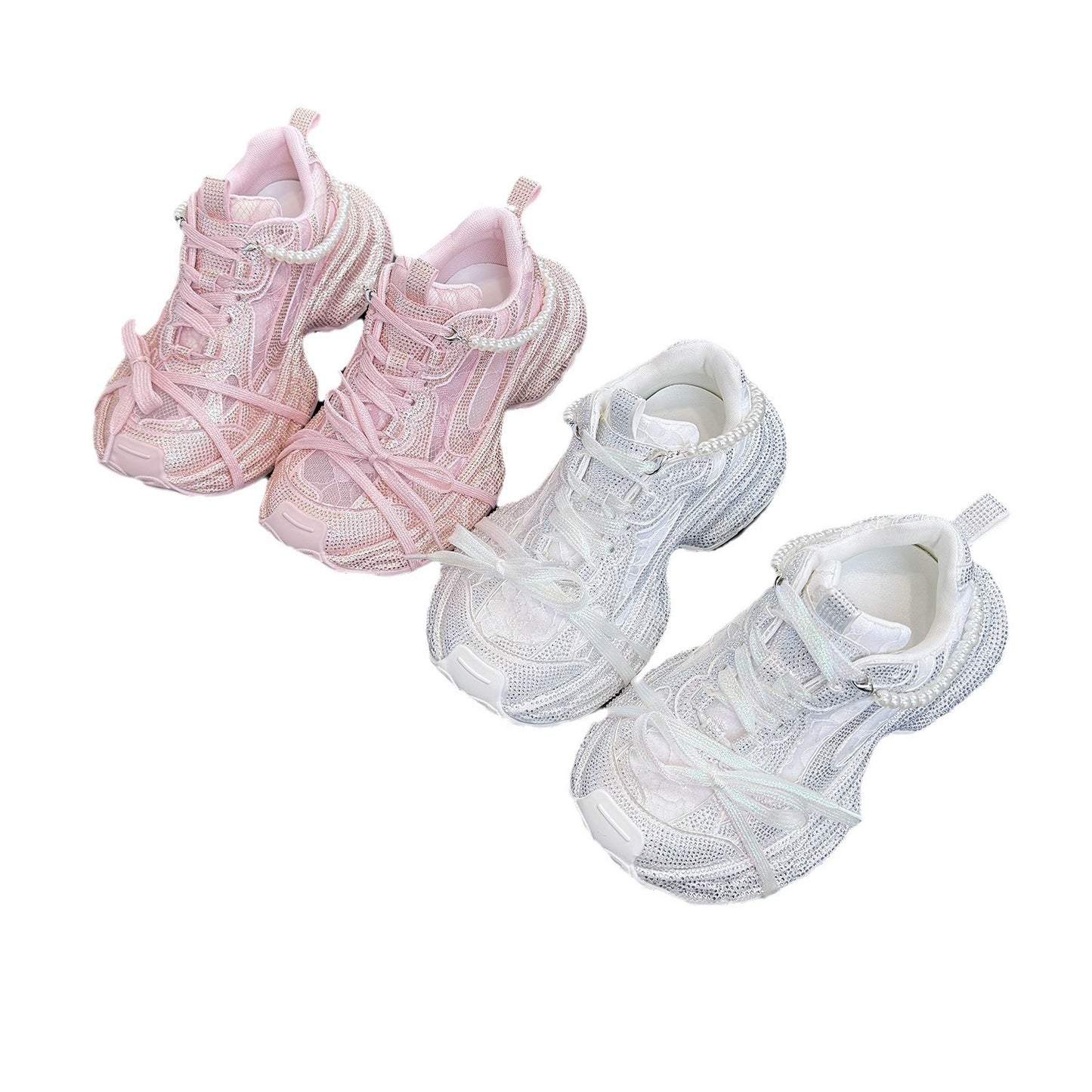 Bright Crystal Ice-feeling Breathable Mesh Surface Dad Shoes