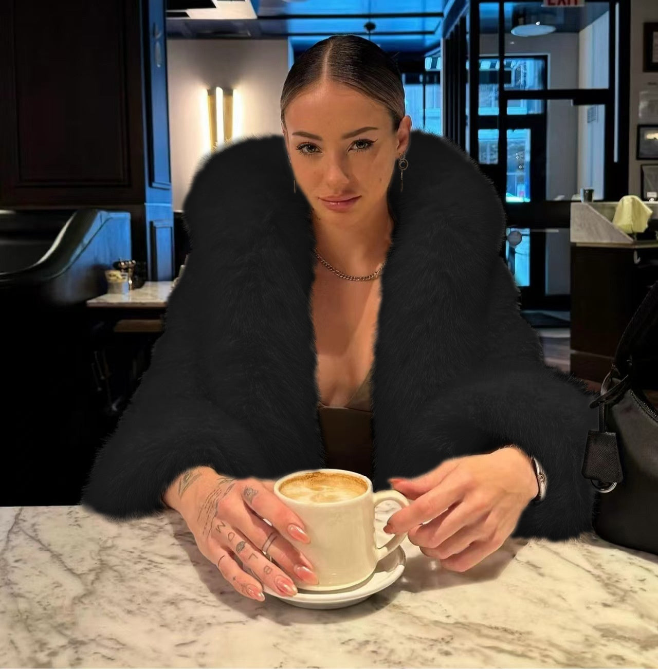 Environmentally Friendly Fox Fur Short Type Hooded Jacket Women