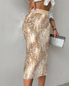 Women's Versatile Solid Color Fashionable Sequin Skirt