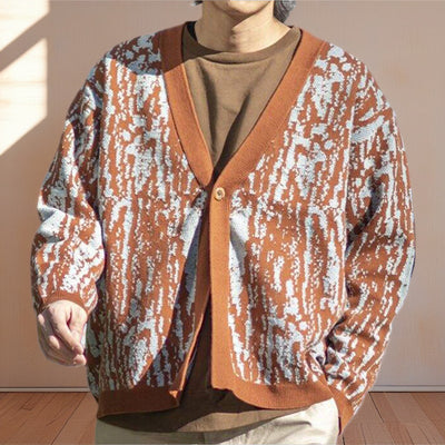Jacquard Sweater Loose Slimming Long Sleeves Cardigan