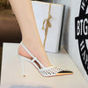 Décolleté slingback eleganti con punta a spillo e finitura metallica