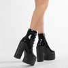 Sweet Patent Leather Chunky Heel Waterproof Platform High Heels Women