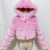 Short Hooded Faux Fur Long Sleeve Coat