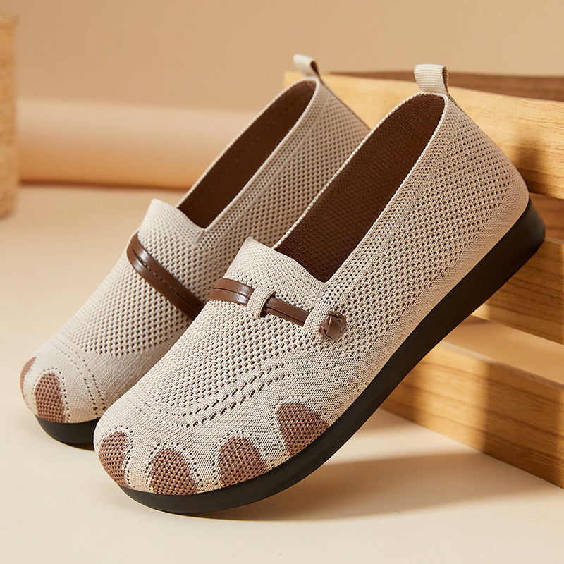 Scarpe casual da donna per anziani, slip-on, traspiranti, con suola morbida