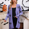 Women's Halloween Pumpkin Head Jacquard Knitted Cardigan Coat Sweater
