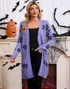 Women's Halloween Pumpkin Head Jacquard Knitted Cardigan Coat Sweater