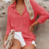 Camicia da donna in cotone e lino a tinta unita