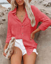 Camicia da donna in cotone e lino a tinta unita