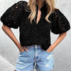 Top da donna casual elegante in pizzo traforato