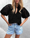 Top da donna casual elegante in pizzo traforato