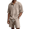 Completo da uomo con pantaloncini e cerniera a maniche corte