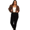 Leopard Print Long Sleeve Short Hidden Hook Cardigan Jacket