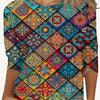 European And American Flower Plant Printed Round Neck Long Sleeve