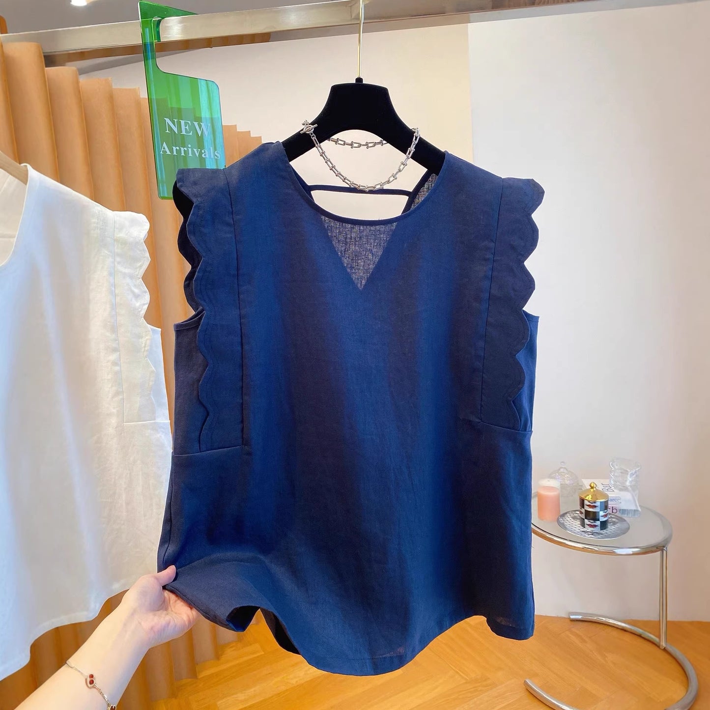 Top da donna gilet in lino retrò