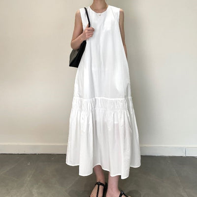 Back-vented Ruched 3D-effect Dress Relaxed-fit Slip Dress