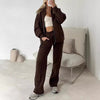 Fashion Casual Solid Color Long-sleeved Sweater Zipper Trousers Two-piece Set