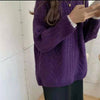 Thick Hemp Flowers Knitted Round Neck Sweater Retro Loose Top