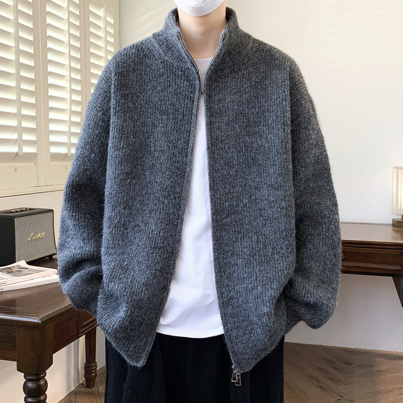 Men's Casual Stand Collar Cardigan Sweater