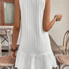 Women's Summer Sleeveless Ruffle Decor Casual Dress With Front Button