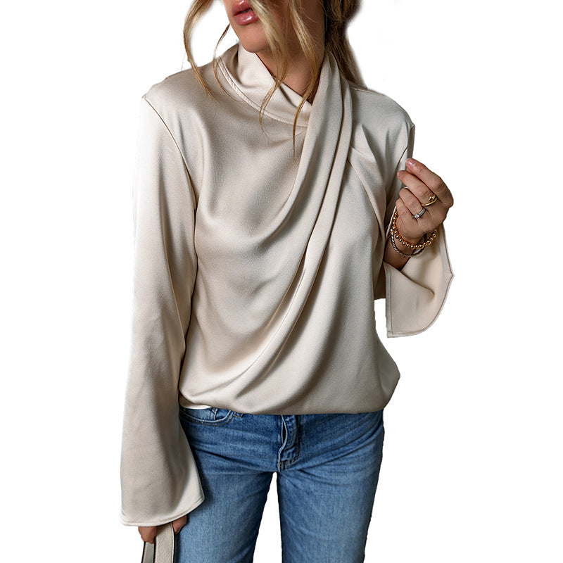 Blusa in chiffon satinato tinta unita da donna