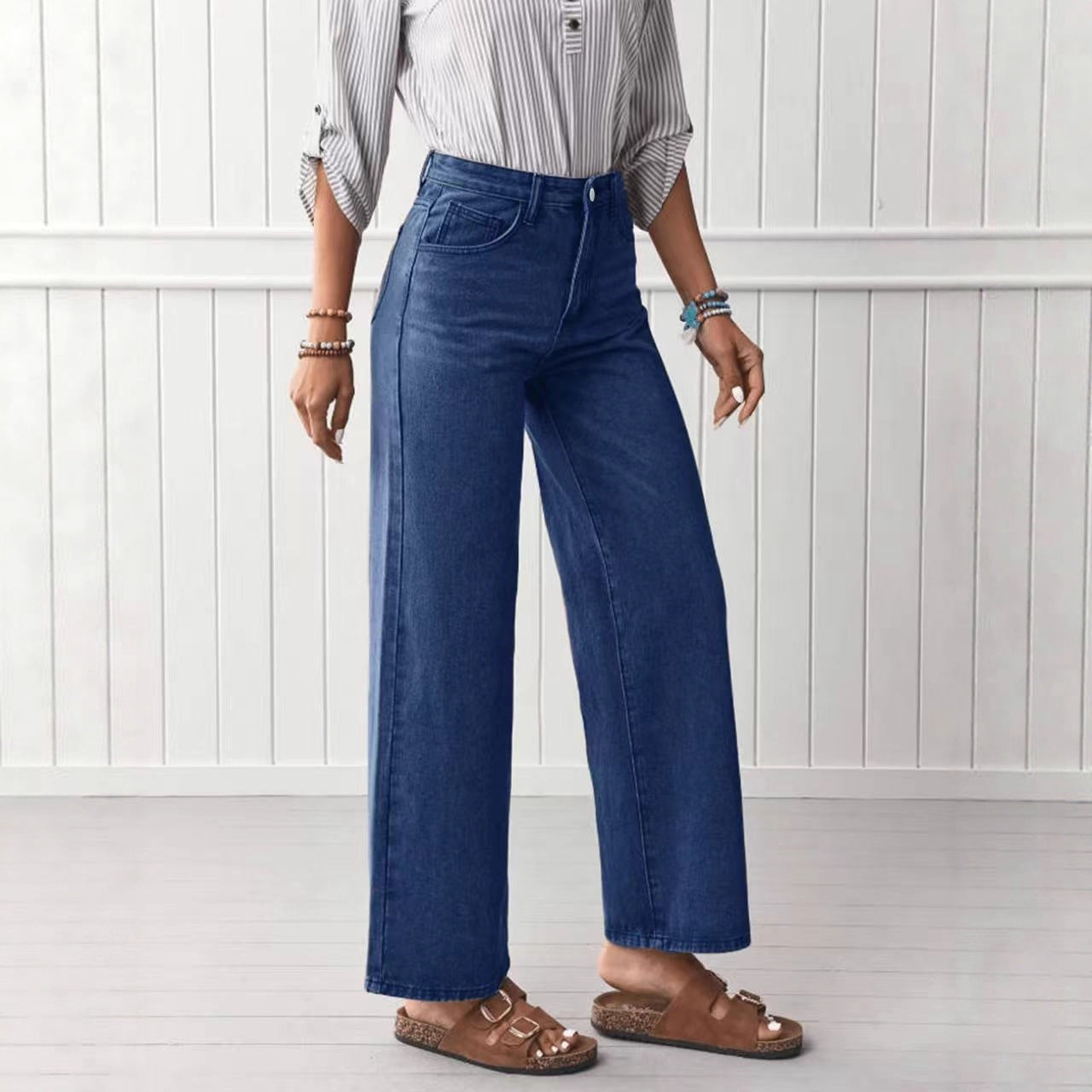 High-quality Straight-leg Denim Jeans For Women