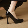 Low-cut Waterproof Platform Gentle Bright Leather Pumps Professional Women's Shoe