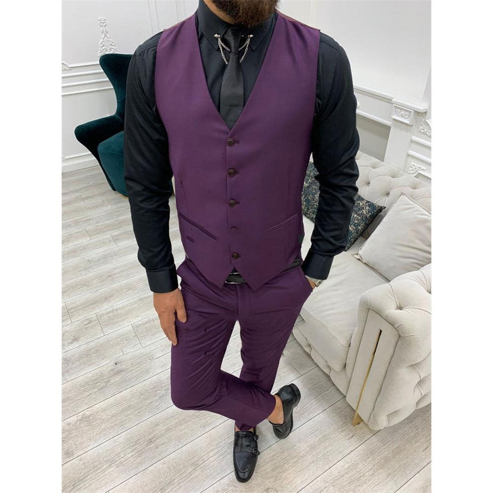 Abito da uomo completo a tre pezzi per ospite banchetto, taglie forti da uomo, vestibilità slim semplice