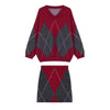 Fashionable Knitted A- Line Short Skirt Two-piece Set For Women