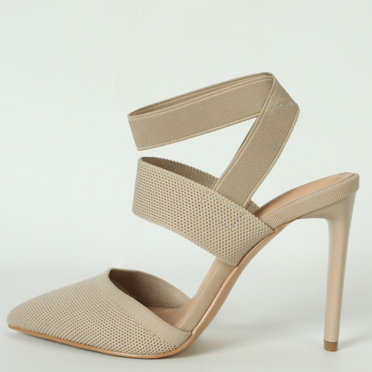 Closed Toe Back Empty Elastic Band Stretch High Heels Pointed Sandals