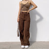 Corduroy High Waist Casual Long Slim Straight Wide Leg Pants