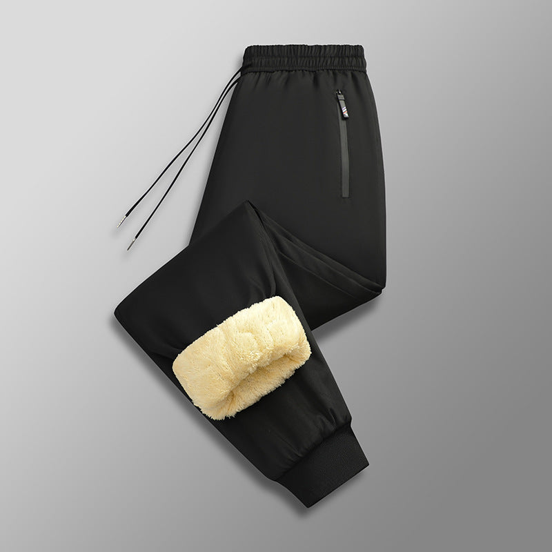 Pantaloni casual dritti caldi e larghi in cashmere foderati in pile, taglie forti, invernali, spessi