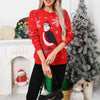 Christmas Snowflake Sparrow Red Oversized Pullover