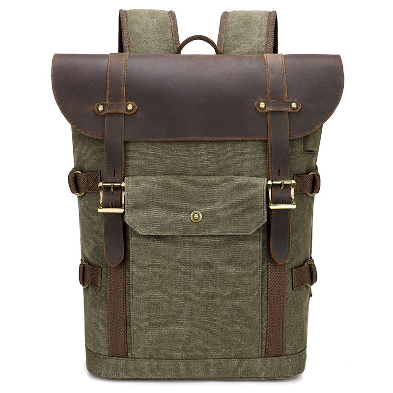 European And American Computer Crazy Horse Leather Backpack