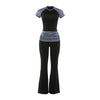Womens Fashionable Printed Patchwork Sexy Slim-Fit Pants Suit