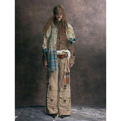 Autumn Retro Wash Stitching Long-sleeved Shirt