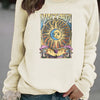 Felpa con cappuccio e stampa sole e luna, casual, a maniche lunghe, girocollo, da donna, autunno e inverno