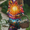 Vintage Printed V-neck Multi-color Long Sleeve Dress