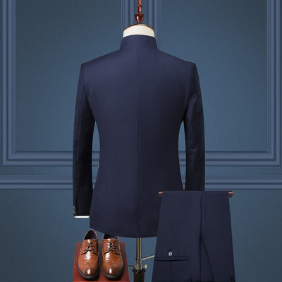 Abito da uomo tre pezzi stile inglese con colletto alla coreana